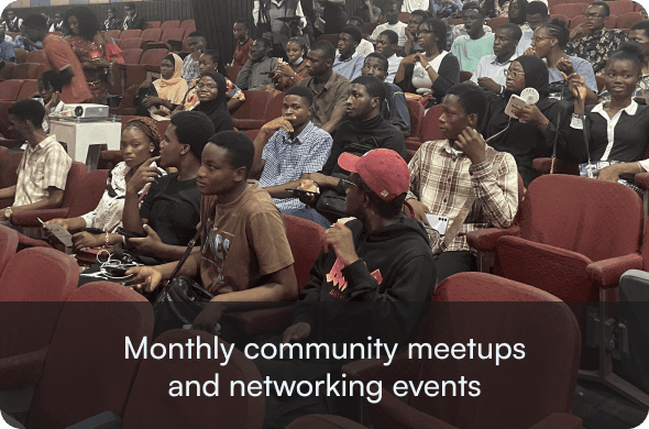 Attendees at a monthly community meetup event